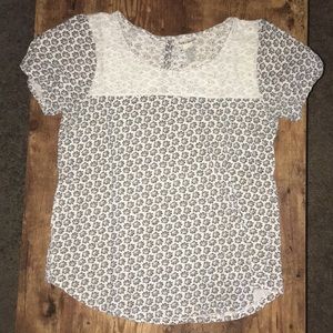 Lucky Brand Crochet neck tee shirt